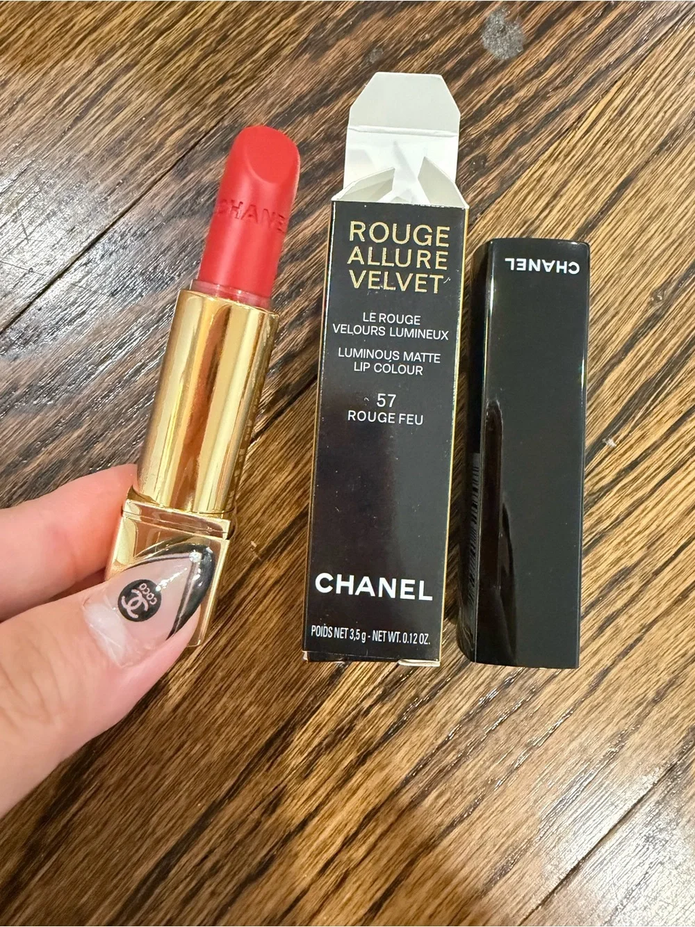 CHANEL Rouge Allure Velvet 57 Rouge Feu Luminous Matte Lipstick 3.5g New